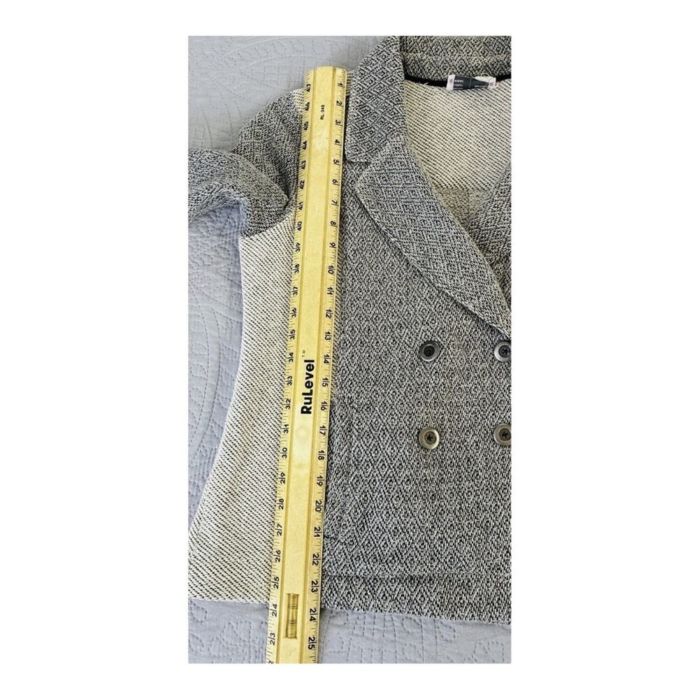 Anthropologie Saturday Sunday Sz L Knit Blk Gray Color Block Pkts Dbl Brstd Jckt - Picture 7 of 8